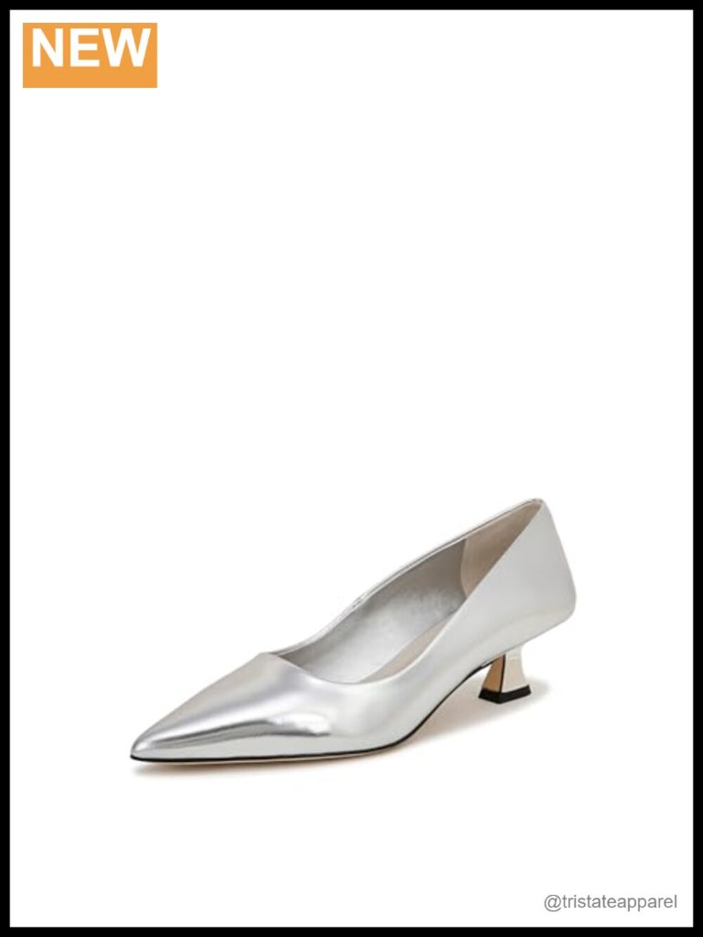 Pointed Toe Slip On Kitten Heel Pump Leather Upper Comfort Insole